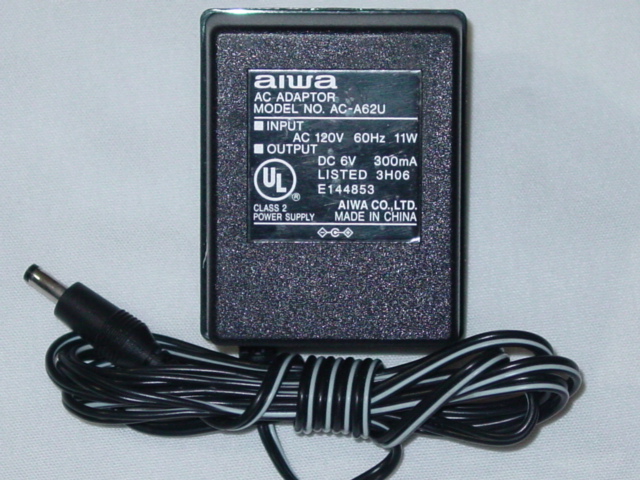 NEW Aiwa AC-A62U AC Adapter 6V 300mA ACA62U